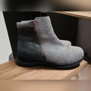 Drew Kool Wide Width Fabric Leather Double Zip Ankle Grey Boots 7.5 WW
